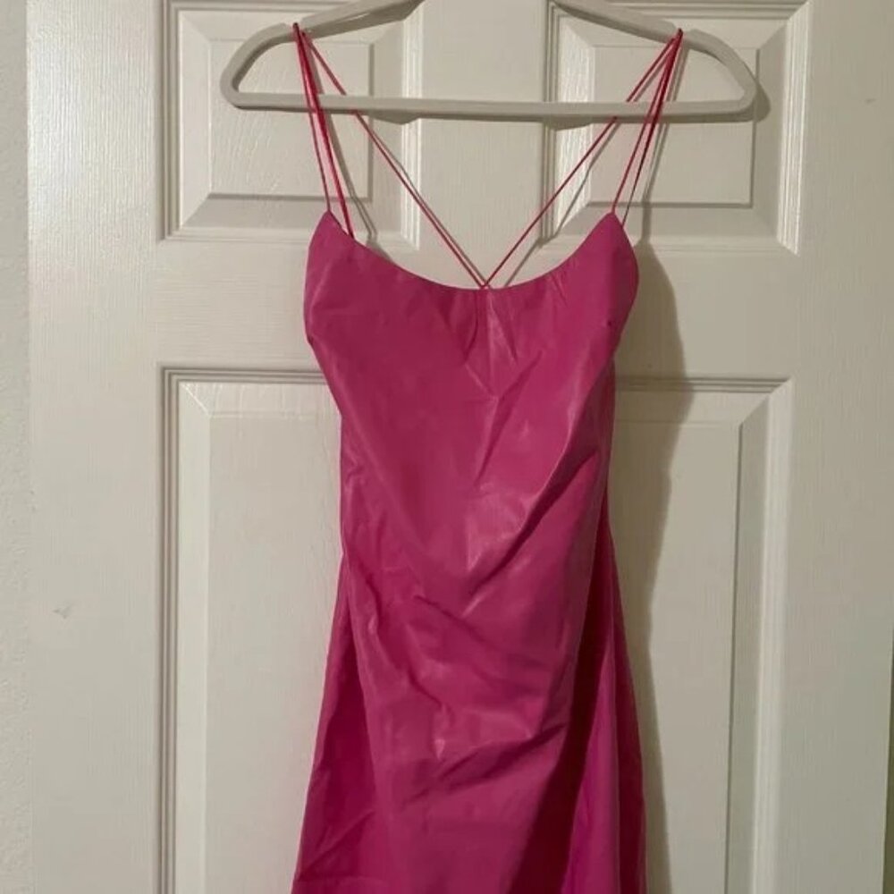 NEW Bardot Helena Faux Leather Midi Dress in Hot Pink 6 Medium - Picture 9 of 10